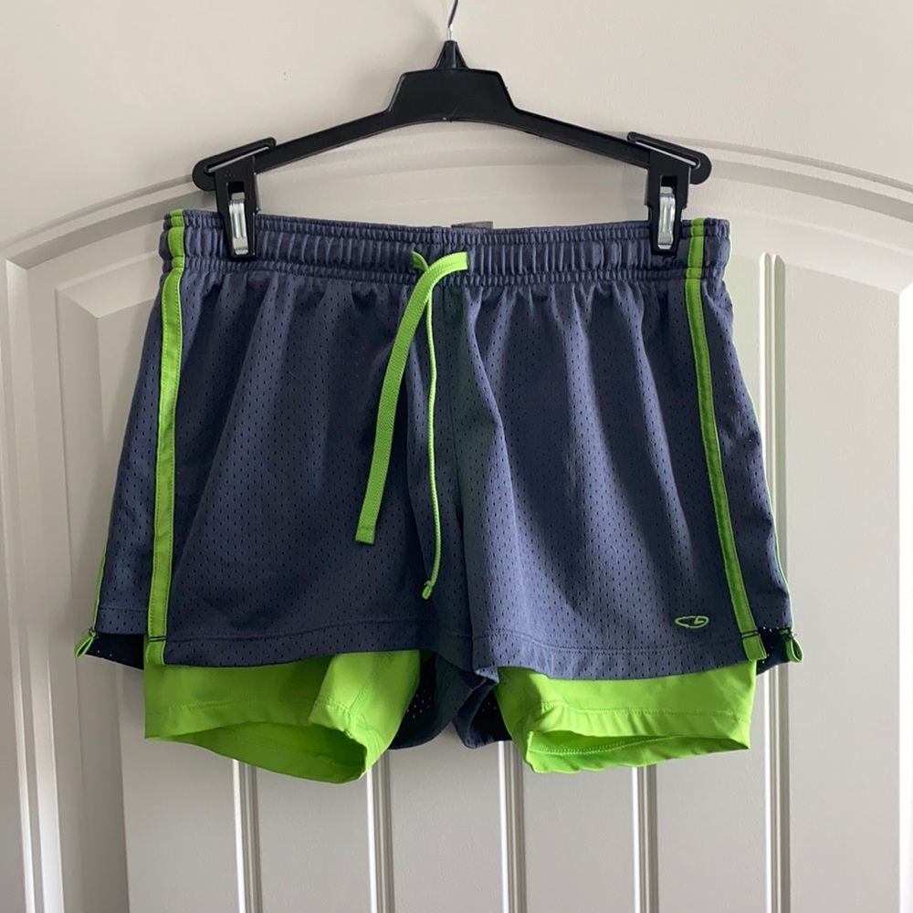 Gray with lime workout shorts